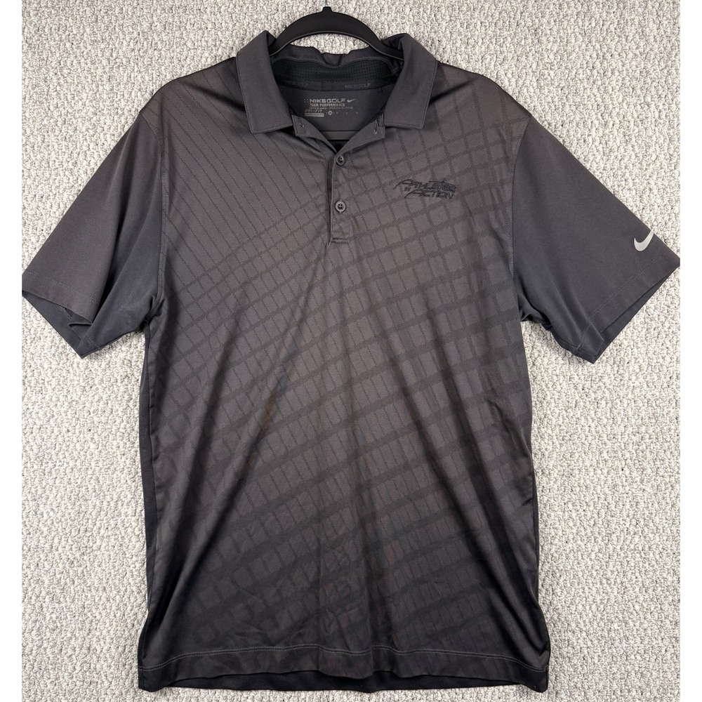 Nike Golf Dri Fit Polo Shirt Mens M Black PGA Whistling Straits Performance